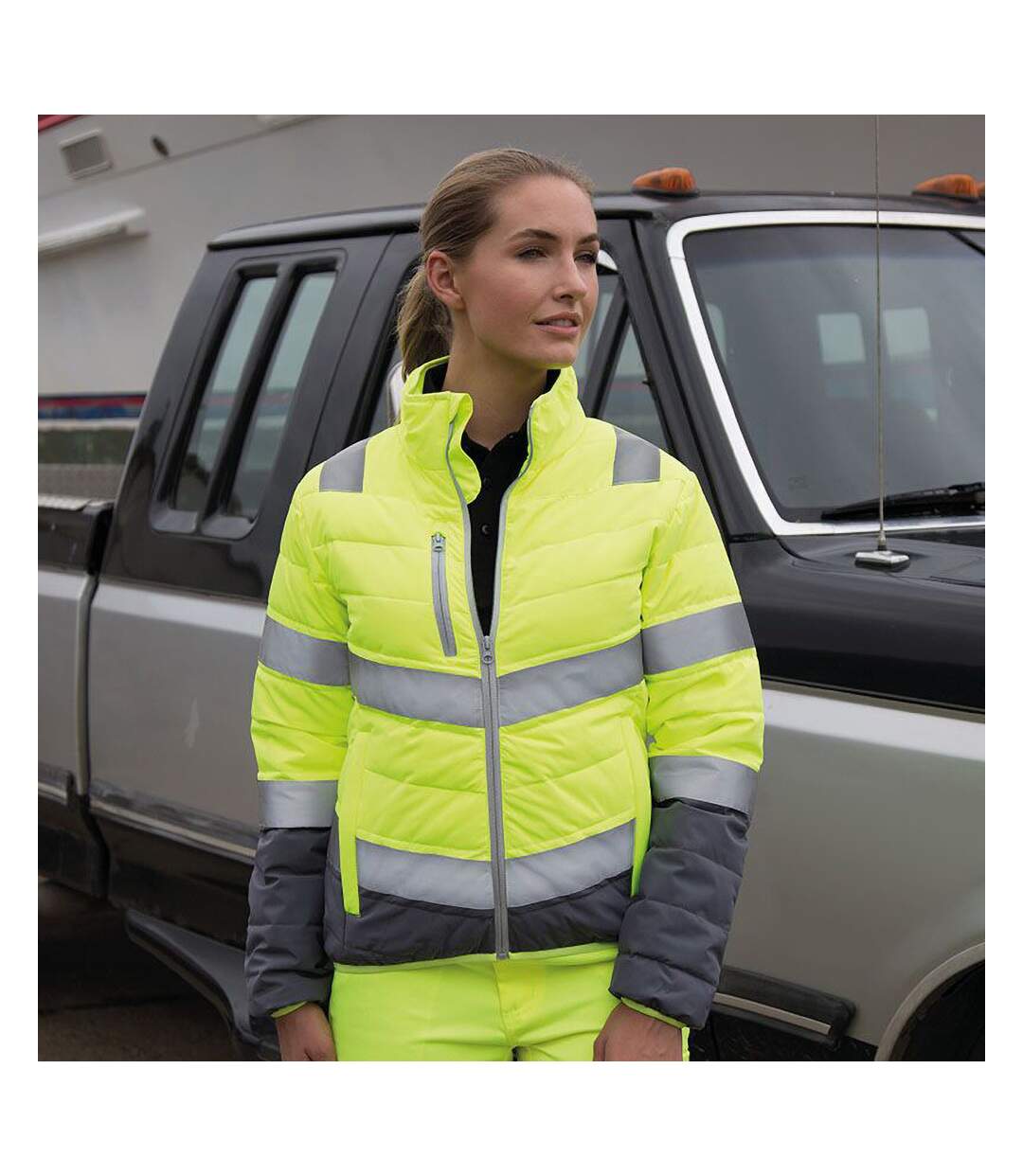 Doudoune matelassée safeguard femme jaune fluo / gris Result