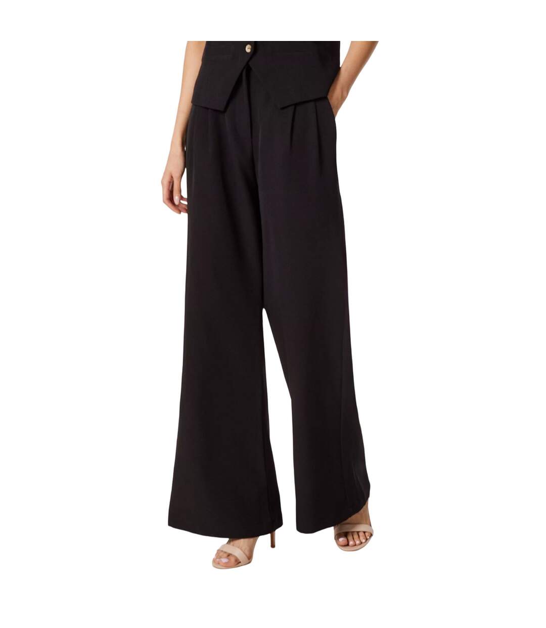 Womens/ladies high waist wide leg trousers black Principles