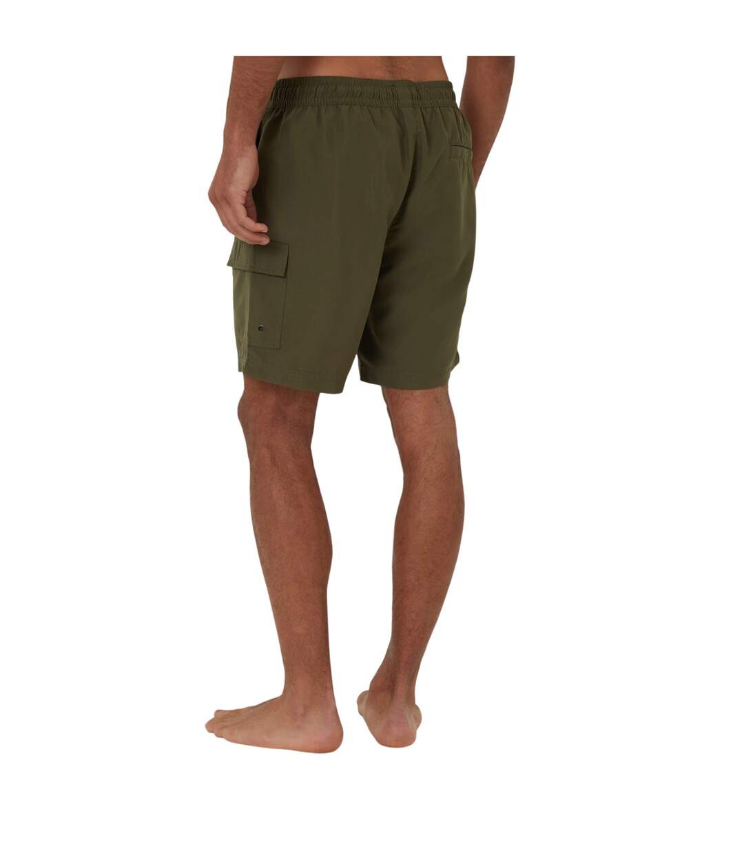 Mens Relaxed Fit Swim Shorts Khaki Green Threadbare-3
