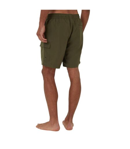 Mens Relaxed Fit Swim Shorts Khaki Green Threadbare