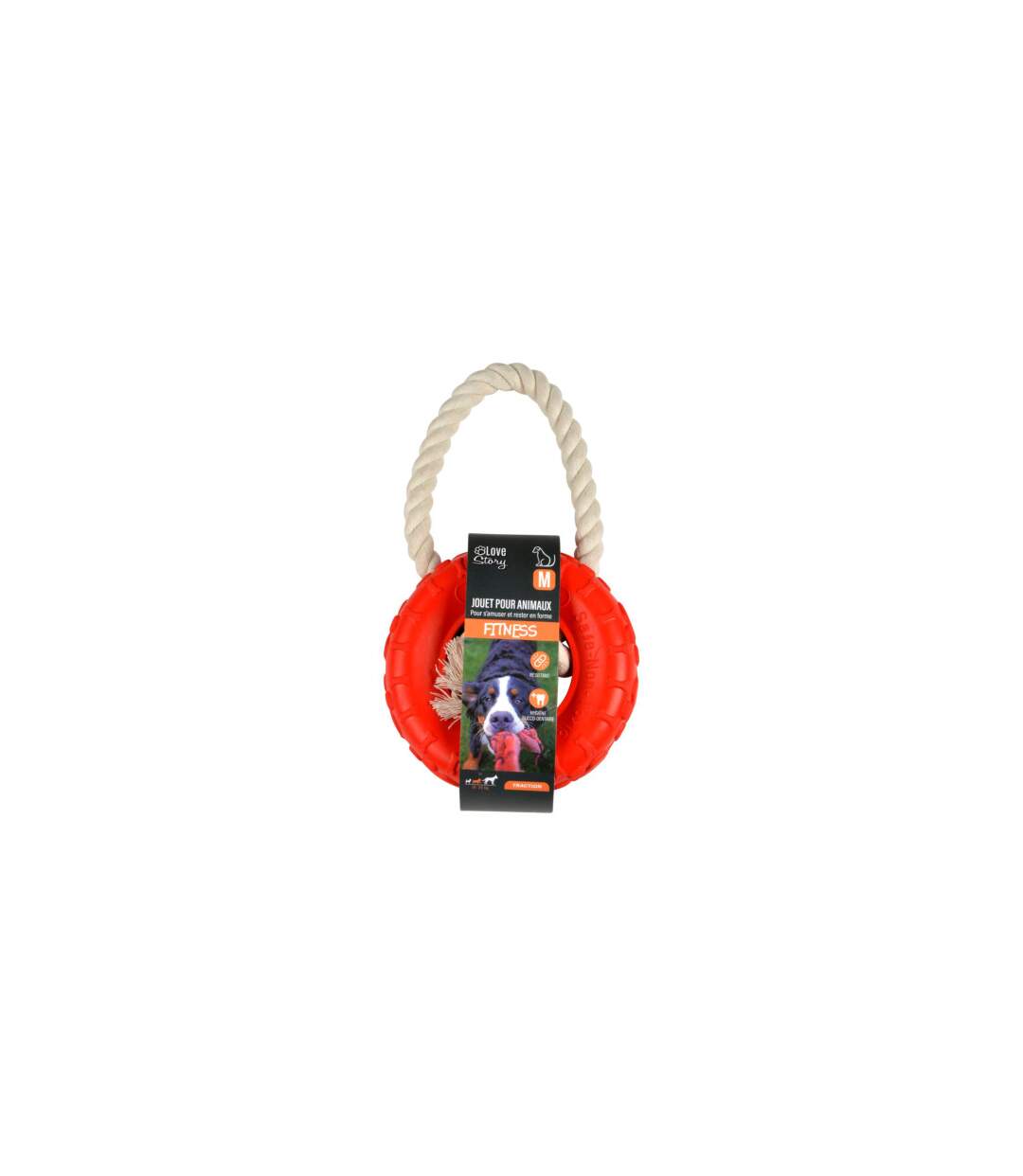 Jouet pour Chien Pneu & Corde 25cm Rouge-2