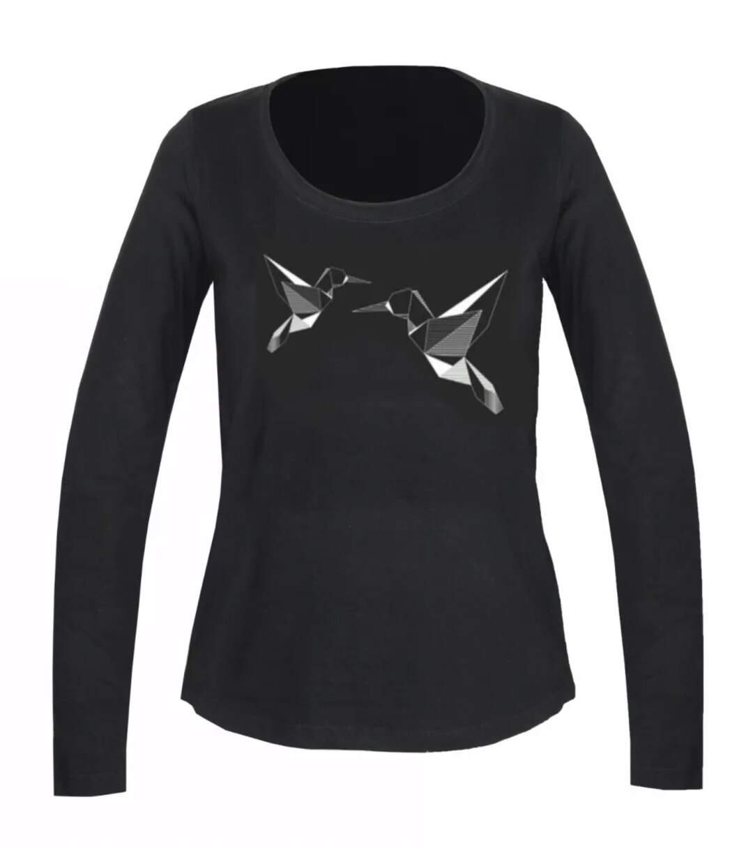 Mayflower NAWA1 : Tee-shirt manches longues noir avec sérigraphie colibri-5