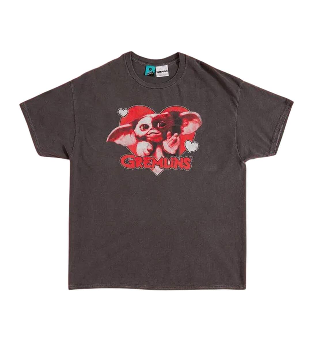T-shirt Motif Gizmo Motif/style Cœur Adulte Noir Gris Charbon Gremlins-1
