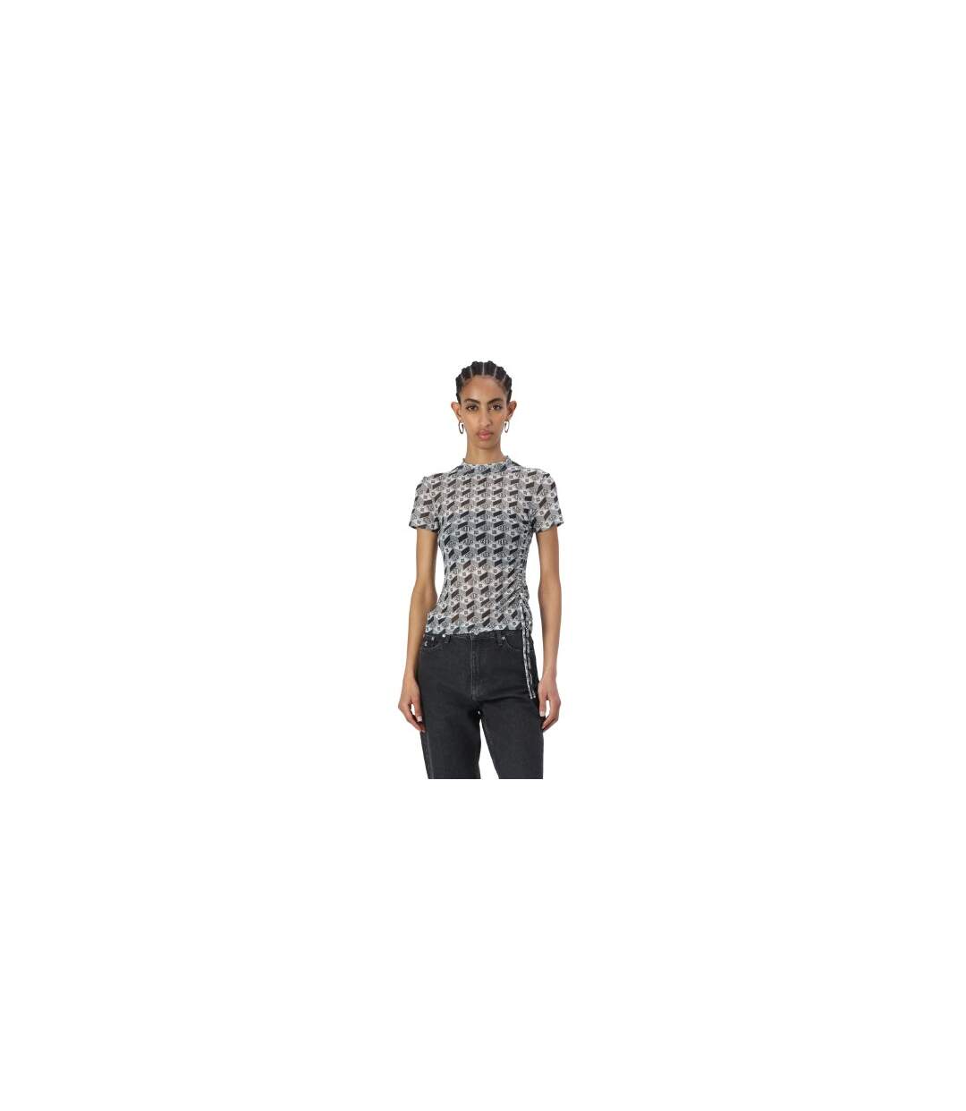 T-shirt Motif/style Lettrage Femme Gris Hugo-1