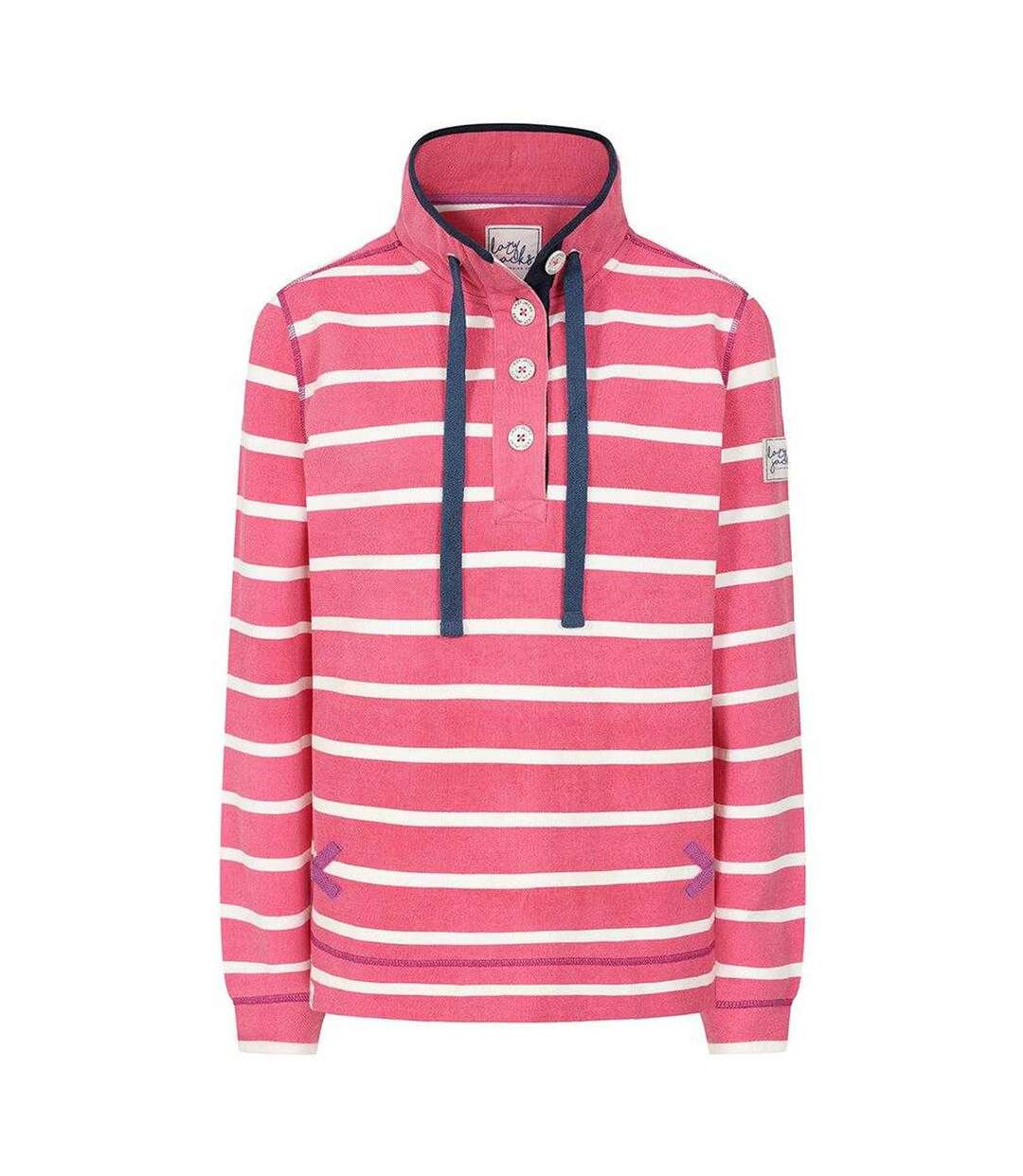 Womens/ladies Striped Pique Sweatshirt Cherry Lazy Jacks-2