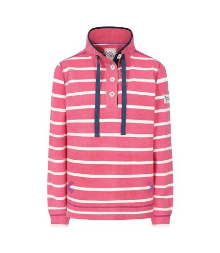 Womens/ladies Striped Pique Sweatshirt Cherry Lazy Jacks
