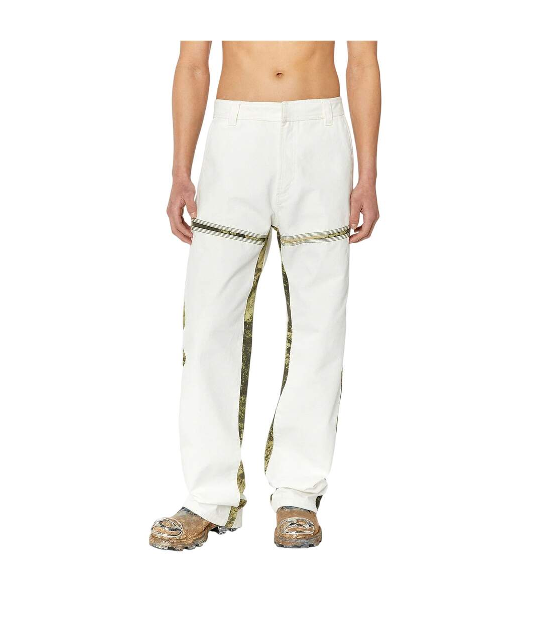 Mens Mich Camo Block Zip-off Relaxed Fit Trousers Grey Diesel-3