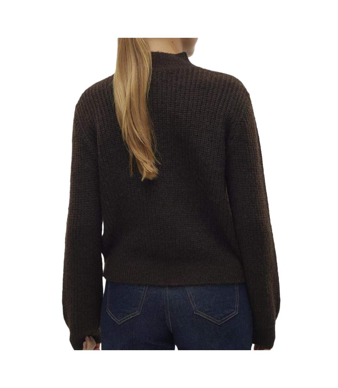 Pull marron foncé femme vero moda universe-2