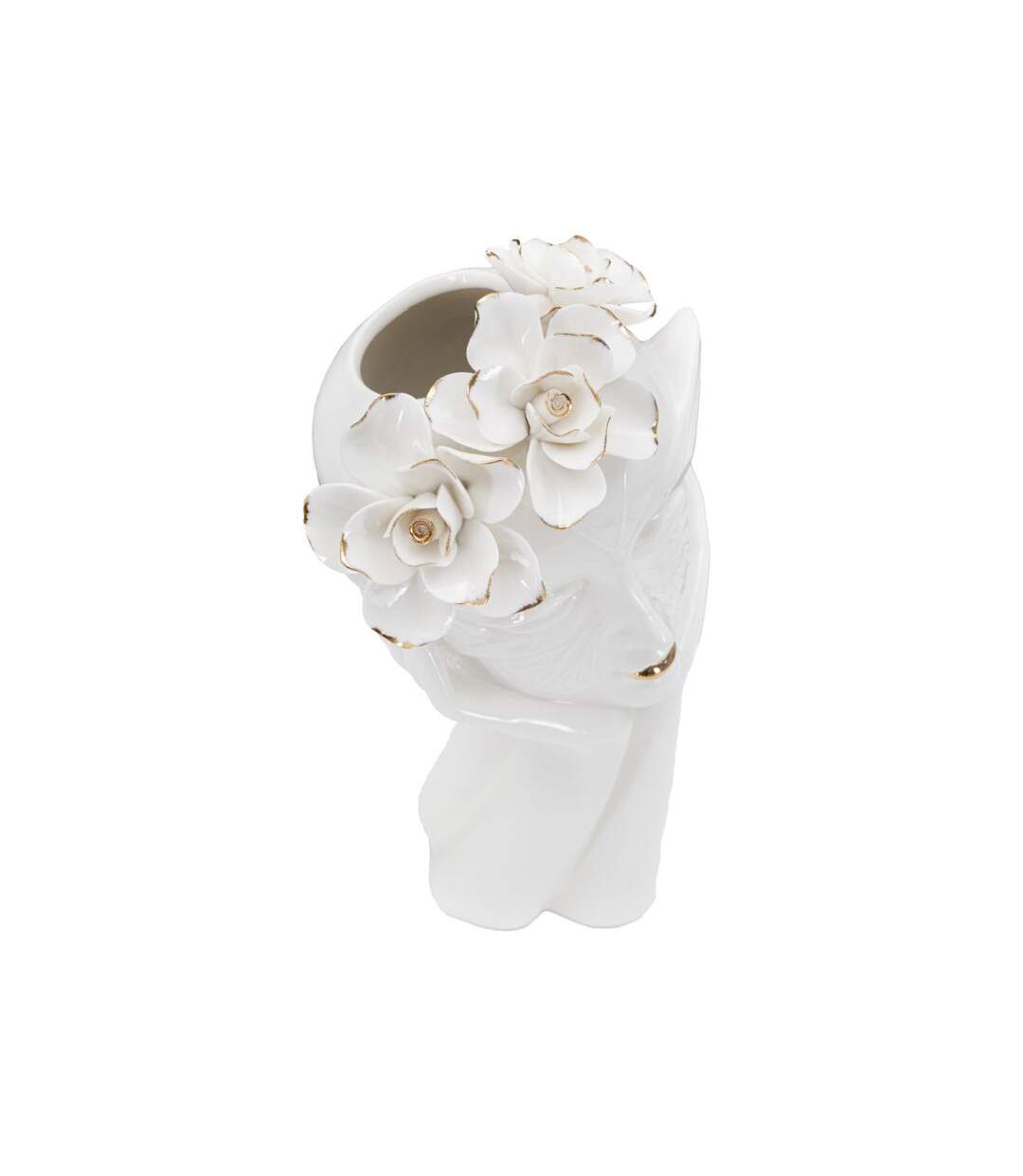 Vase Déco en Porcelaine Woman Mask 27cm Blanc-3