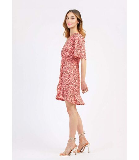 Robe courte imprimée taille élastiquée