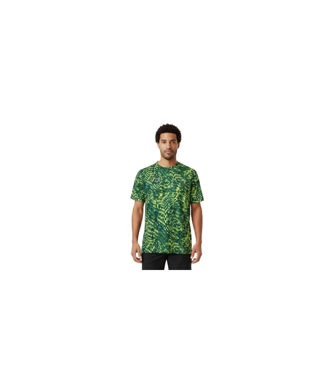 Haut Manches Courtes Course À Pied Homme Vert New Balance-1