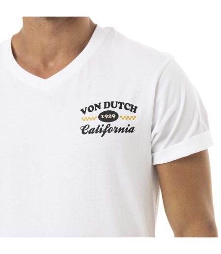 T-shirt homme col V en jersey 180gr print devant&dos Café Vondutch