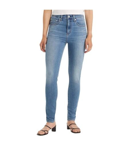 Womens/ladies 721 Leather Patch High Rise Skinny Jeans Blue Levis
