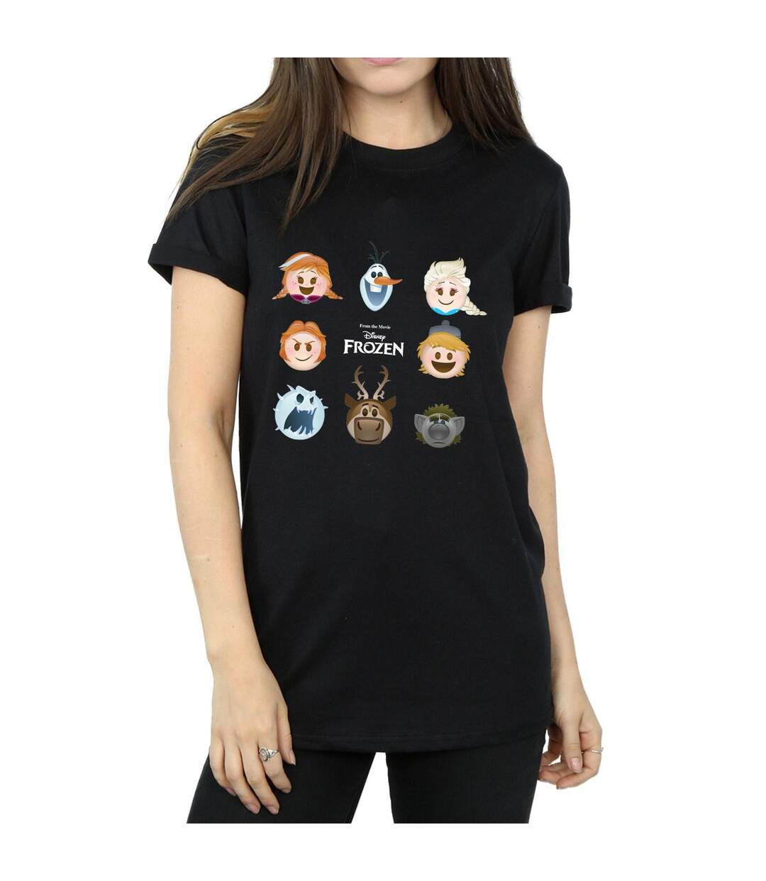 Disney T-shirt boyfriend en coton pour femmes/femmes Frozen Heads (Noir) - UTBI24668-3