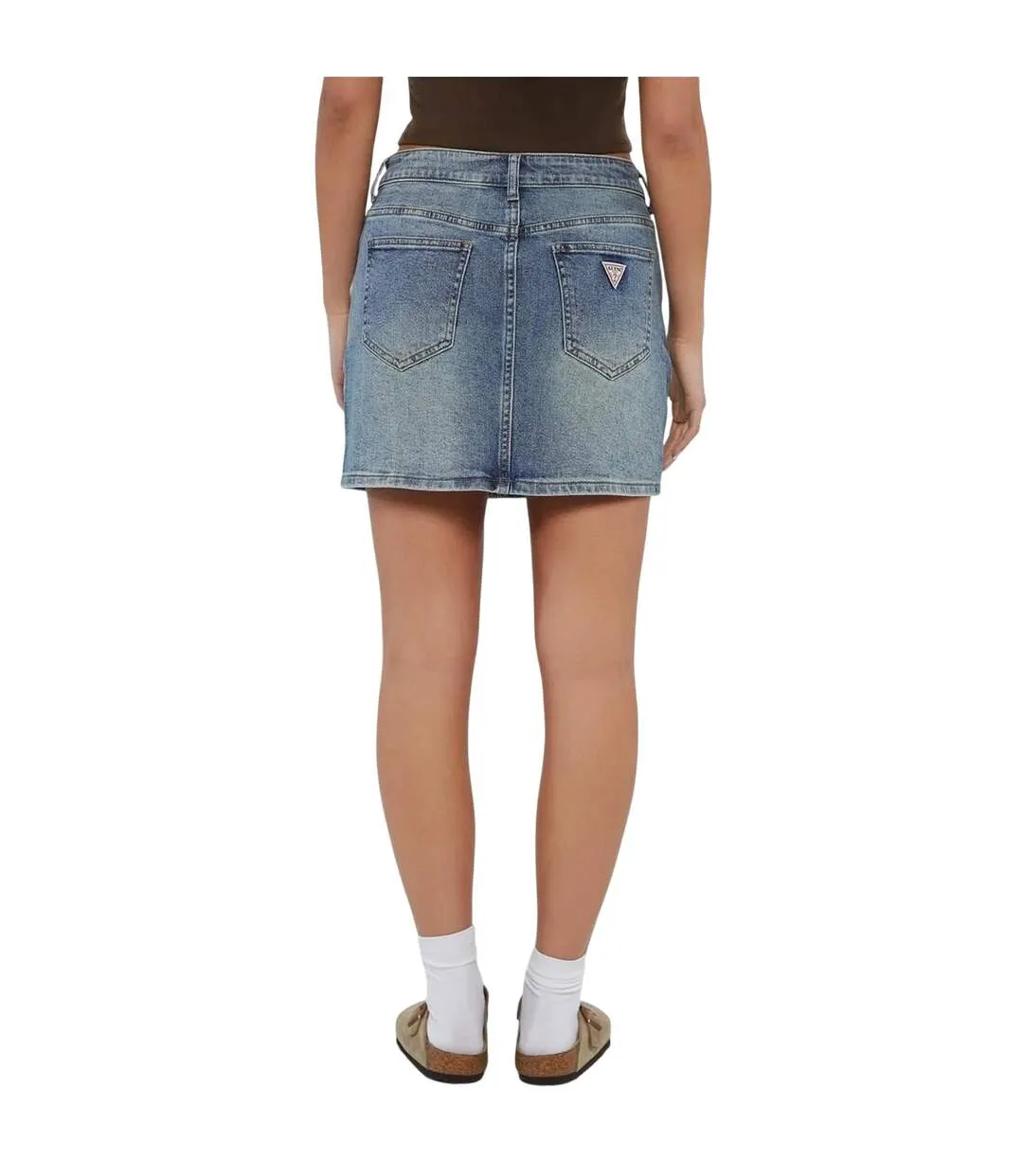 Mini Jupe Motif/style Panneau Femme Bleu Délavé Guess-3