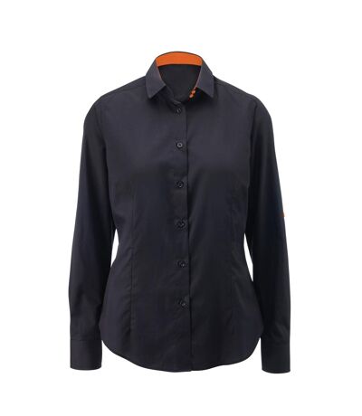 Alexandra Womens/Ladies Roll Sleeve Hospitality Work Shirt (Black/ Orange)