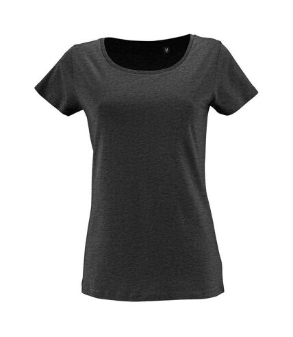SOLS Womens/Ladies Milo Marl Fitted T-Shirt (Charcoal)