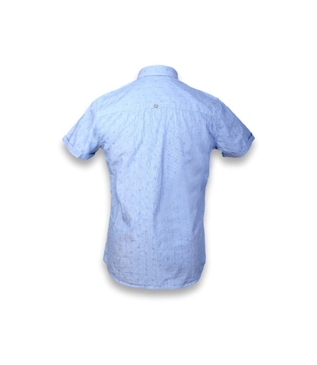 Chemise homme manches courtes de couleur bleu-2