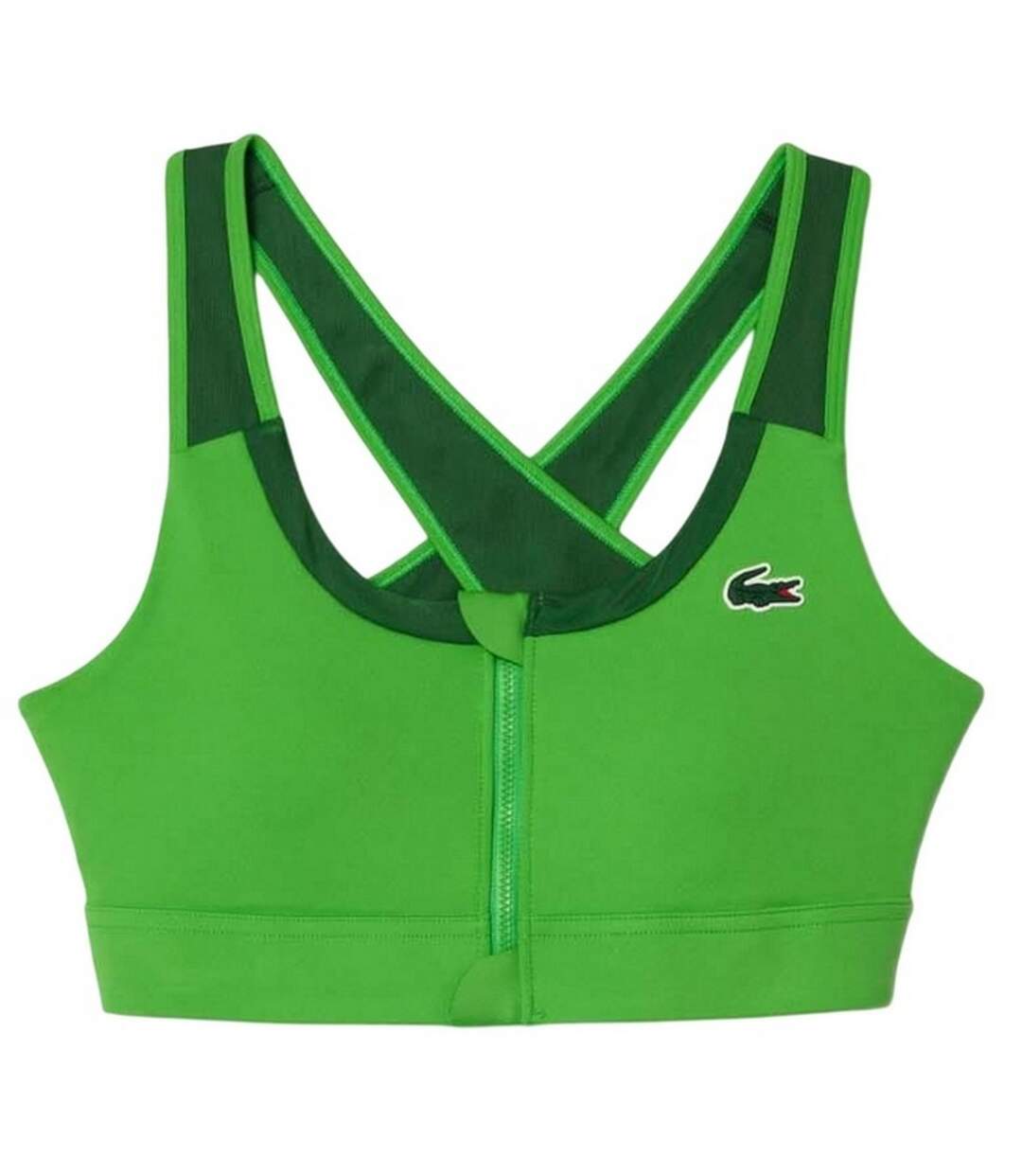 Womens/ladies Colour Block Stretch Zipped Sport Bralette Green Lacoste-1