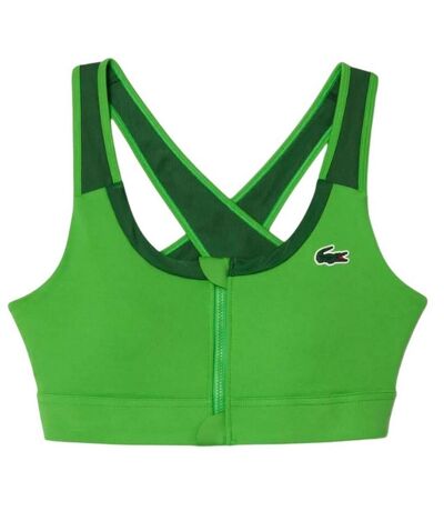 Womens/ladies Colour Block Stretch Zipped Sport Bralette Green Lacoste