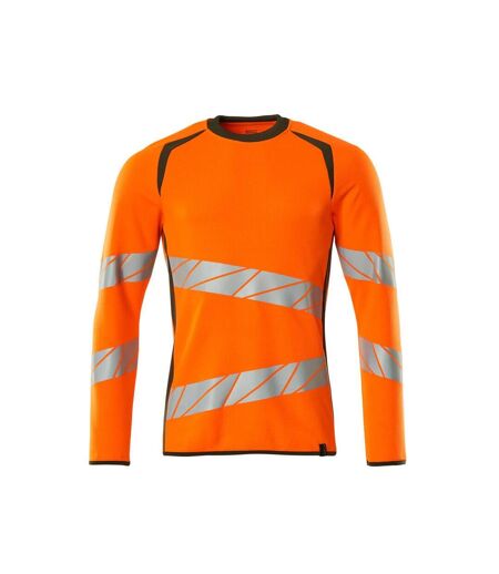 Sweat Motif/style Deux Tons Accelerate Safe Premium Homme Orange Fluo Vert Kaki Foncé Mascot