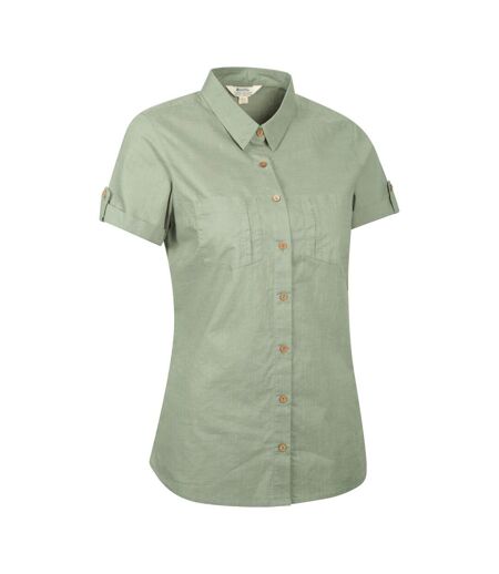 Womens/ladies Coconut Short-sleeved Shirt Light Khaki Mountain Warehouse