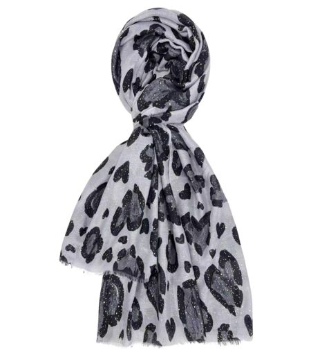 Foulard léger coeur léopard avec dorure pour femme - Couleur noir