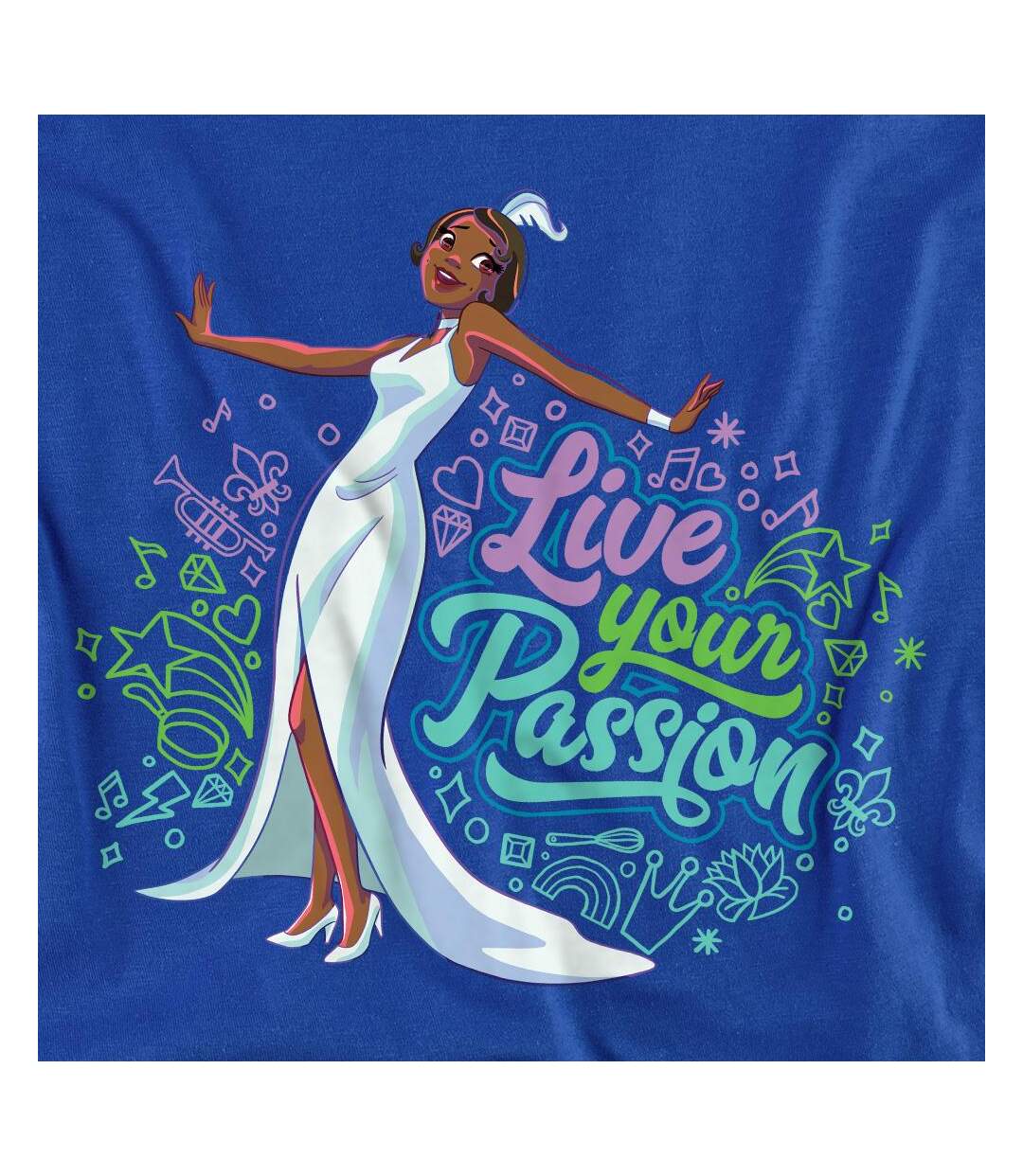 T-shirt live your passion adulte bleu royal The Princess and the Frog-3