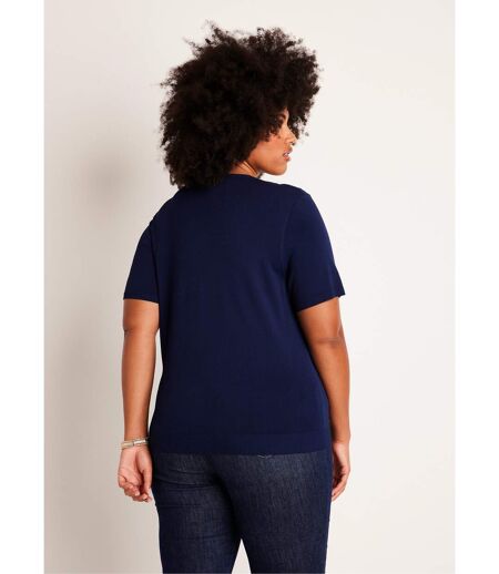 Pull fin brodé manches courtes