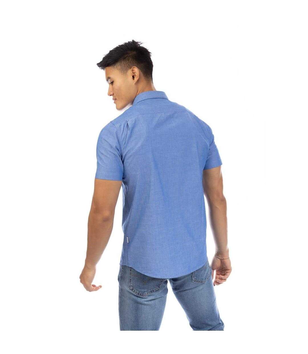 Chemise Manches Courtes Homme Bleu Indigo Peter Werth-3