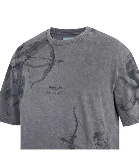 Mens Cupid Acid Wash Oversized T-shirt Washed Grey Firetrap