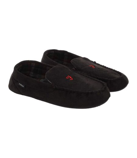 Mens Nicken Moccasin Slippers Black Farah