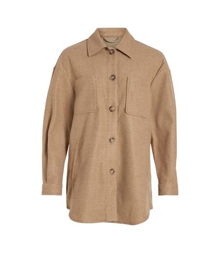 Womens/ladies Long-sleeved Shacket Tigers Eye Enhance