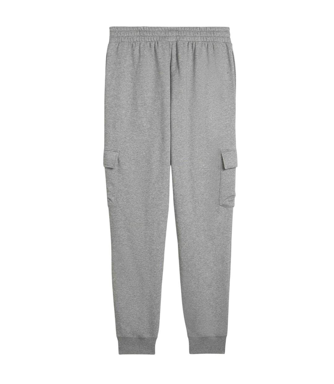 Mens Fleece Logo Cargo Trousers Grey Puma-3