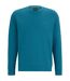 Mens Tonal Logo Ribbed Collar Raglan Sweatshirt Medium Blue Boss-2