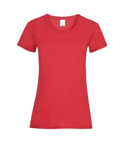 Womens/Ladies Value Fitted Short Sleeve Casual T-Shirt (Bright Red)