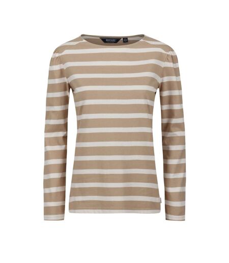 T-shirt Manches Longues Motif/style À Rayures Federica Femme Beige Beige Clair Regatta