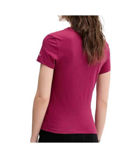 T-shirt rose/blanc femme tommy hilfiger essential - l