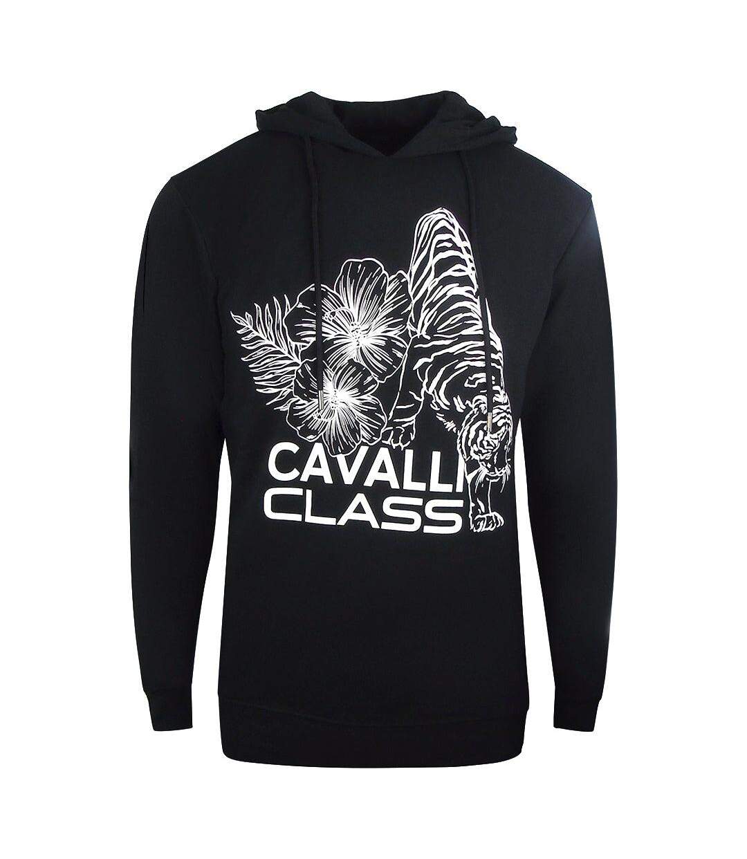 Sweat À Capuche Motif/style Floral Homme Noir Cavalli Class-1