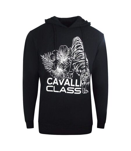 Sweat À Capuche Motif/style Floral Homme Noir Cavalli Class