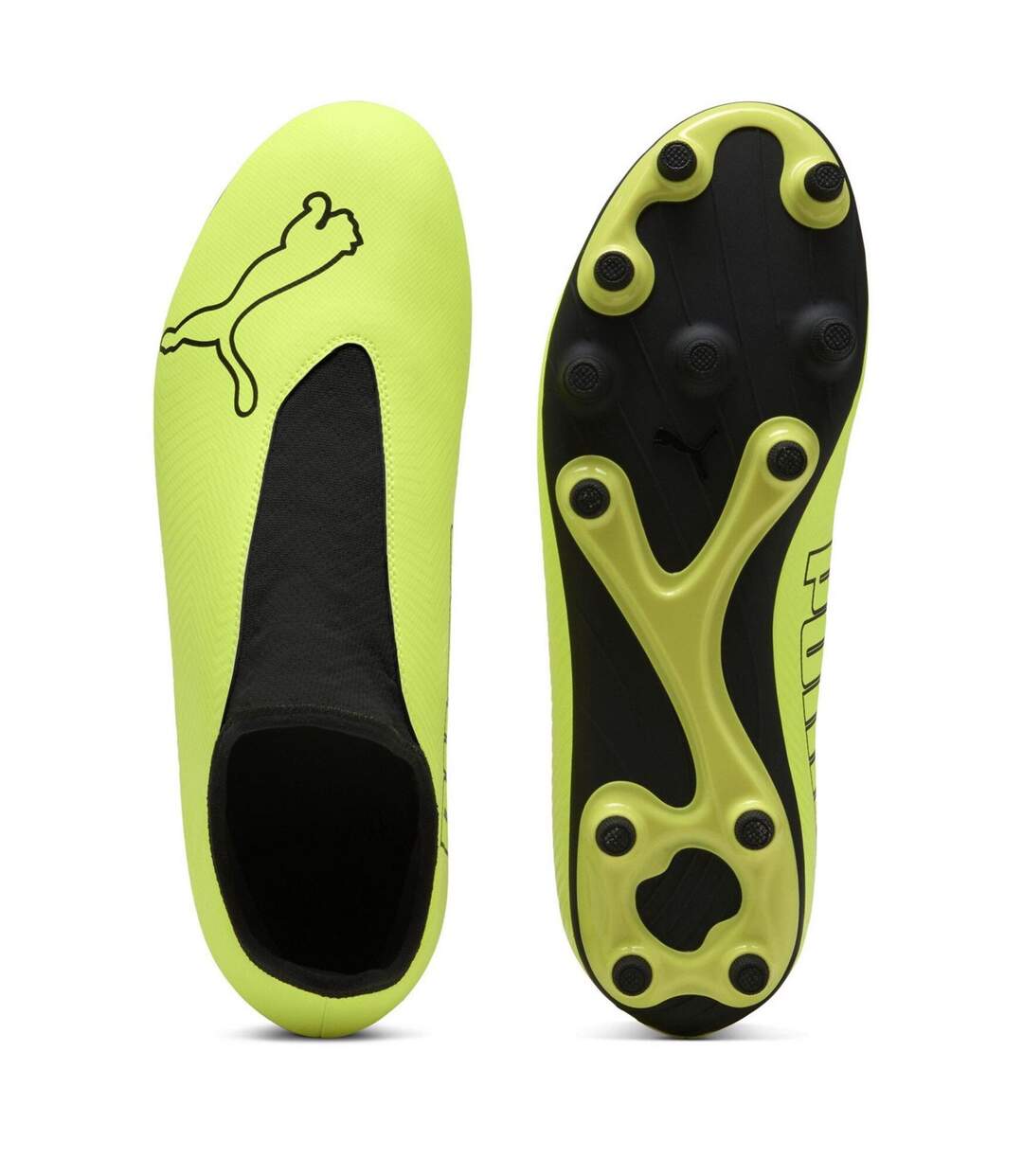 Mens Finesse Leather Firm Ground Football Boots Yellow Black Puma-3