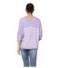 Pull femme rayé - Pull col en V - Manches 3/4 - Couleur violet