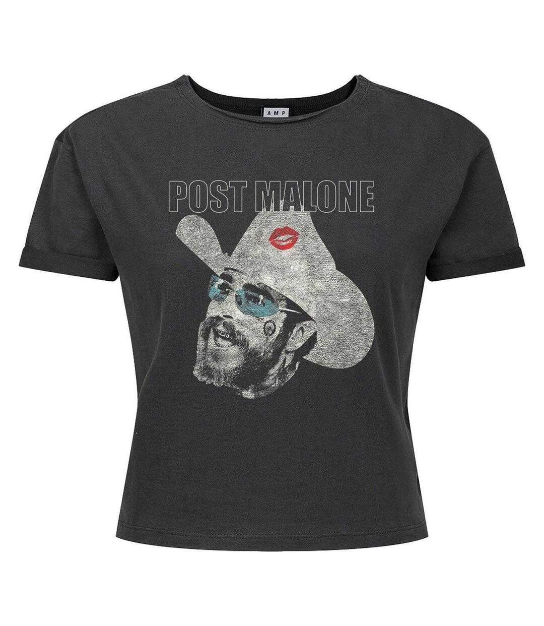 Womens/ladies Cowboy Kiss Post Malone Crop Top Charcoal Amplified-1