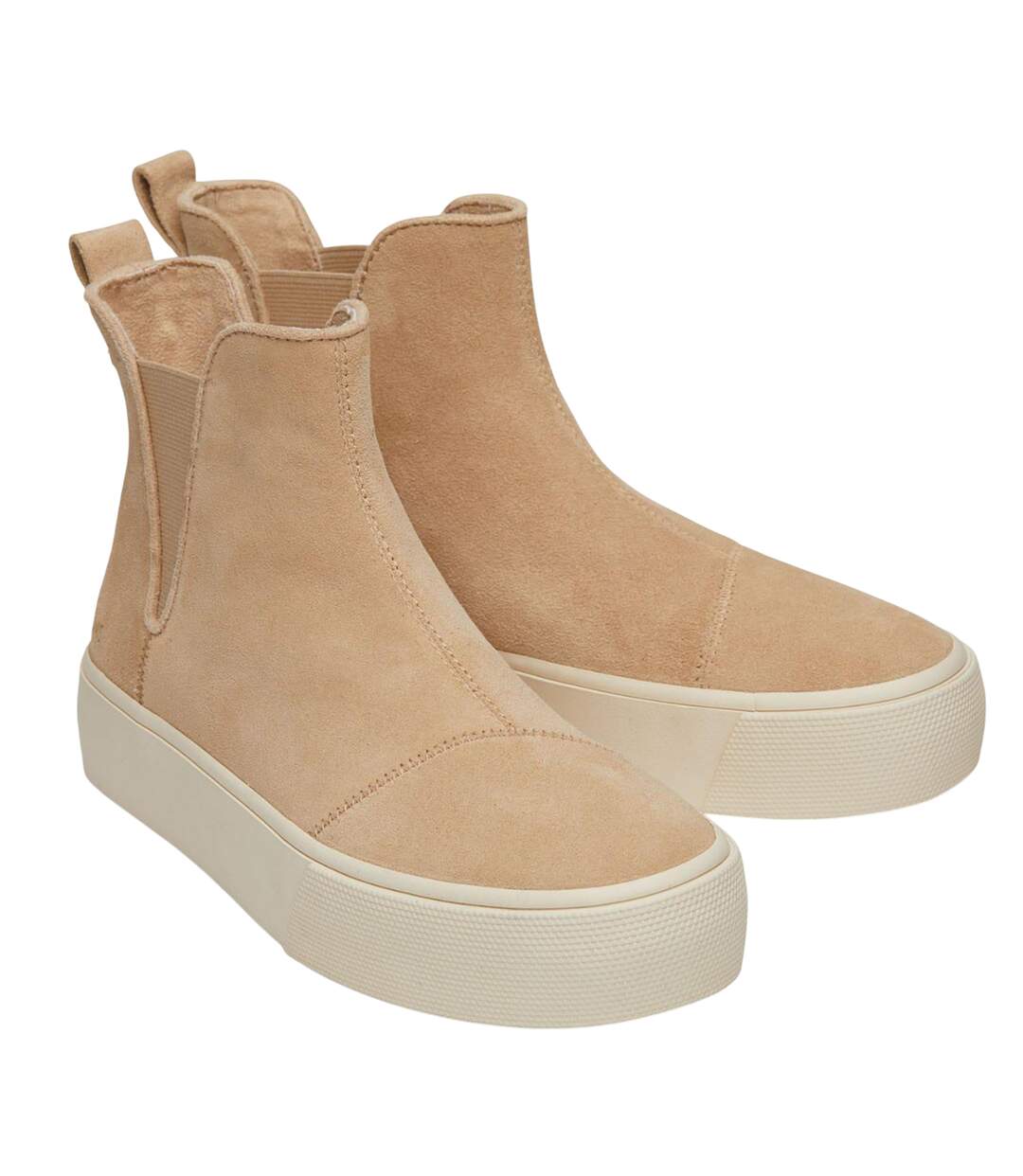 Womens/ladies Fenix Suede Platform Chelsea Boots Natural Toms-1