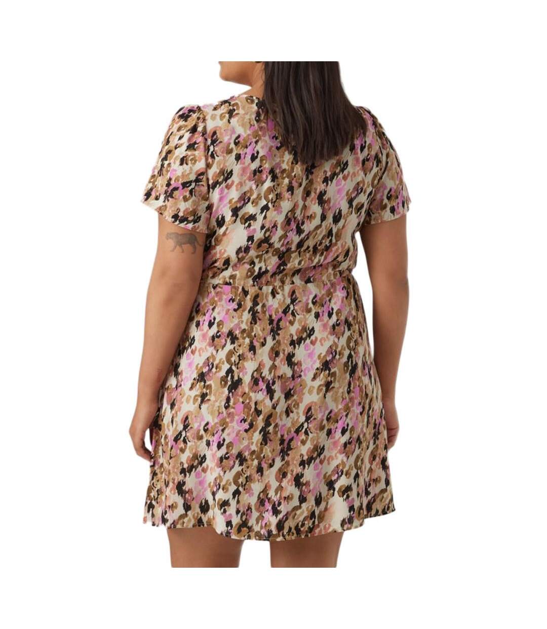Robe beige/rose à motifs femme vero moda curve easy-2