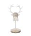 Tête de Cerf sur Socle Imitation Fourrure 52cm Écru-3