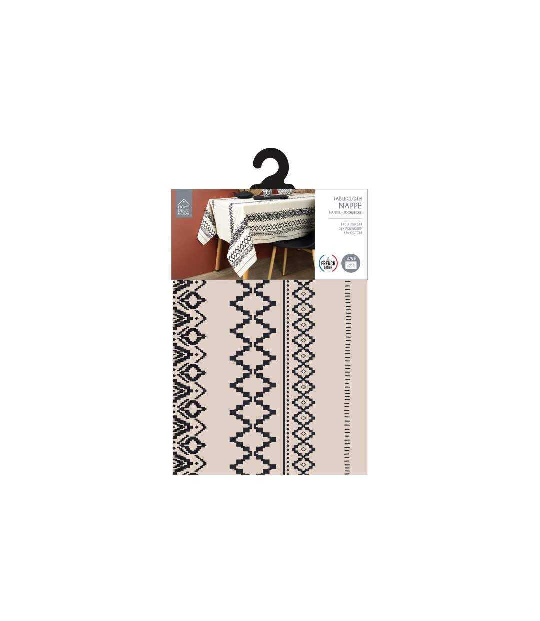Nappe Imprimée Ethnique 140x250cm Beige-3