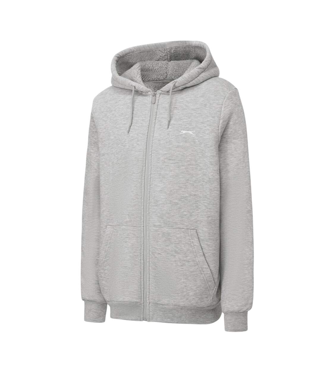 Mens Borg Lined Full Zip Hoodie Grey Marl Marl Slazenger-3