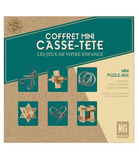 Coffret de 6 Casse-Têtes Mini 5cm Naturel & Gris