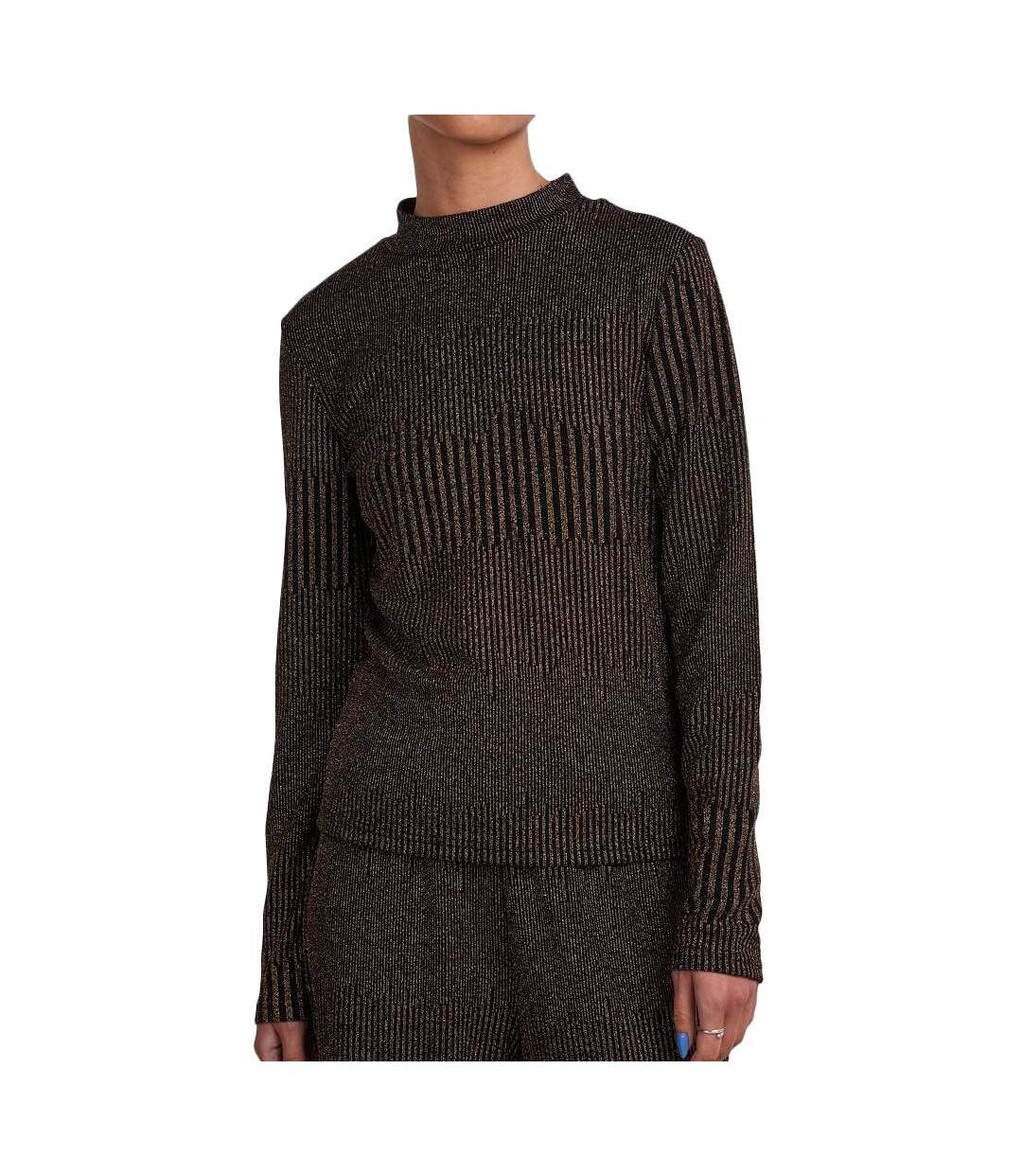 T-Shirt doré/noir femme pieces mary-1